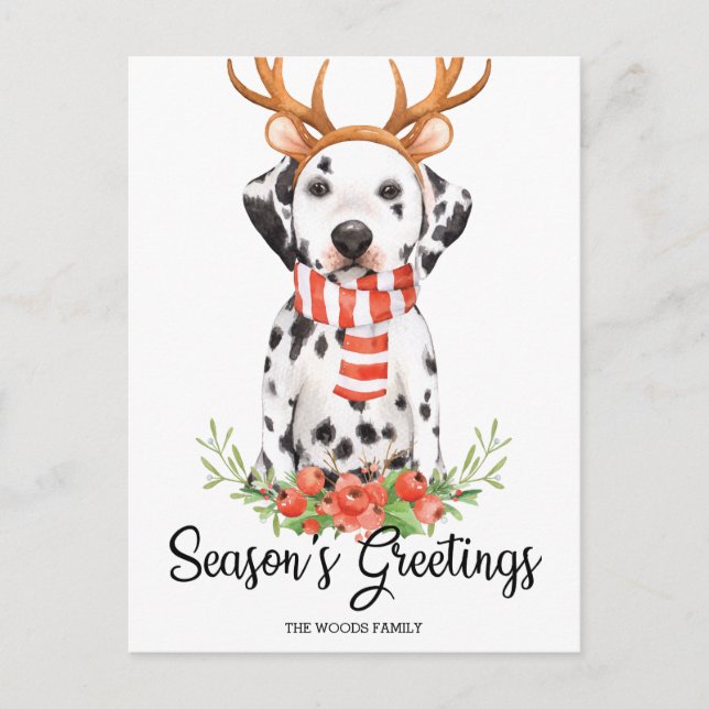 Dalmatian Dog Season's Greetings Christmas Holiday Postcard (Front)