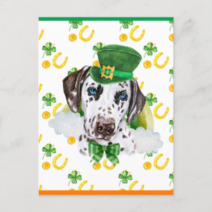 Dalmatian Dog Shamrock St. Patricks Day Holiday Postcard