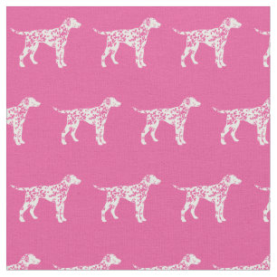 Dalmatian Dog Silhouette Pet Pink Fabric
