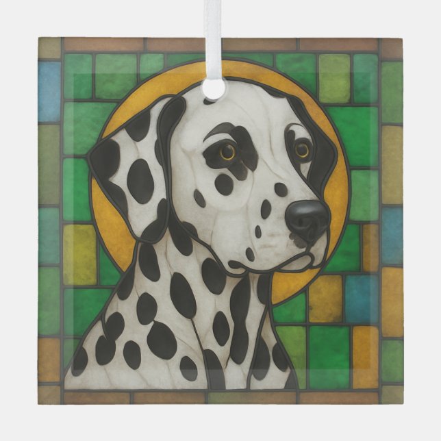 Dalmatian Dog "Stained Glass"  Glass Ornam Glass Tree Decoration (Front)