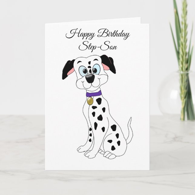 Dalmatian Dog Step Son Birthday Card (Front)