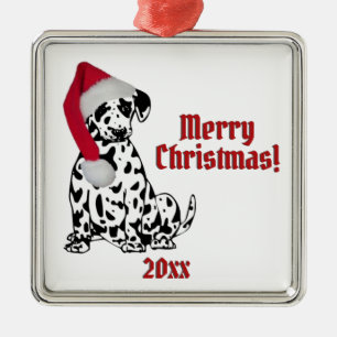 Dalmatian Dog Stocking Cap Merry Christmas Year Metal Tree Decoration