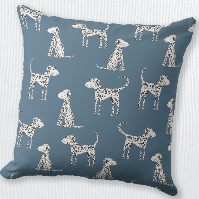 Dalmatian Dog Teal Green Cushion (Cute Dalmatian pattern throw pillow for dog lovers)
