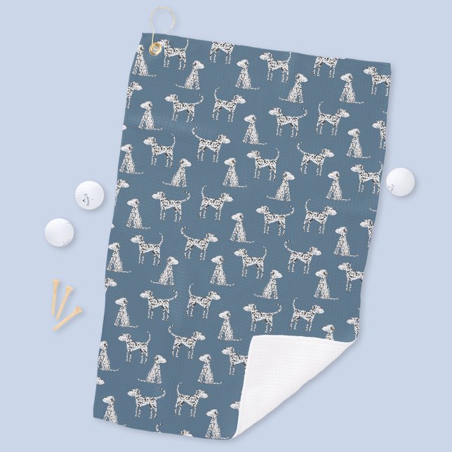 Dalmatian Dog Teal Green Golf Towel (Dalmatian dog golf towel)