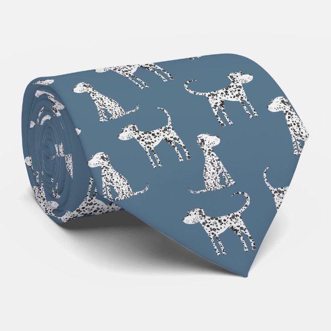 Dalmatian Dog Teal Green Tie (Rolled)