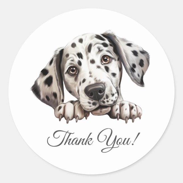 Dalmatian Dog Thank You Classic Round Sticker (Front)
