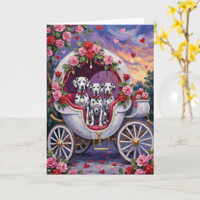 Dalmatian Dog Valentine's Day  Card (Yellow Flower)