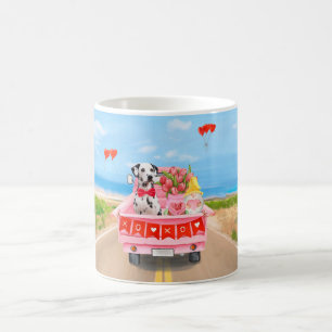 Dalmatian Dog Valentine's Day Truck Hearts Coffee Mug