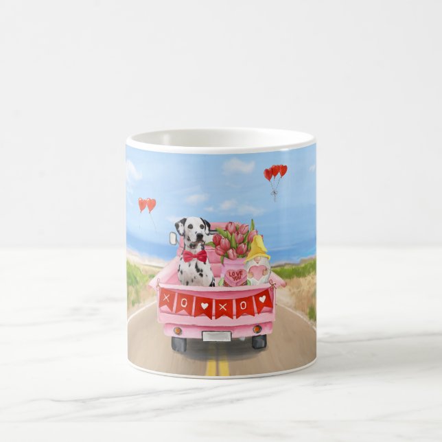 Dalmatian Dog Valentine's Day Truck Hearts Coffee Mug (Center)