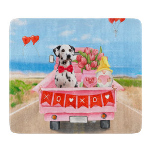 Dalmatian Dog Valentine's Day Truck Hearts Cutting Board