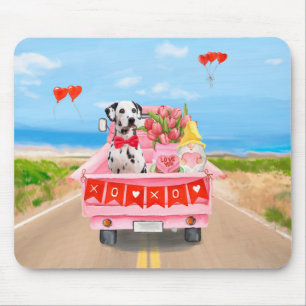 Dalmatian Dog Valentine's Day Truck Hearts Mouse Mat