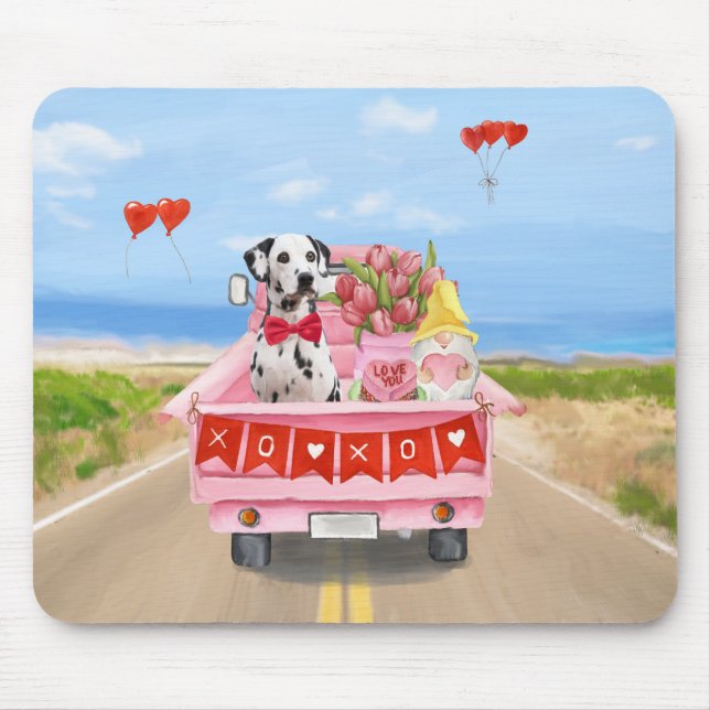 Dalmatian Dog Valentine's Day Truck Hearts Mouse Mat (Front)