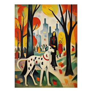 Dalmatian dog walking in the park 02 - Madeleine M Poster