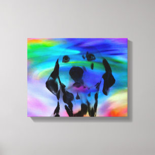Dalmatian Dog Water Colour Splash Art Portrait Canvas Print