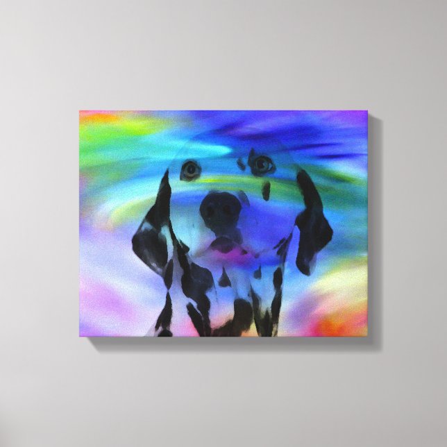 Dalmatian Dog Water Colour Splash Art Portrait Canvas Print (Front)