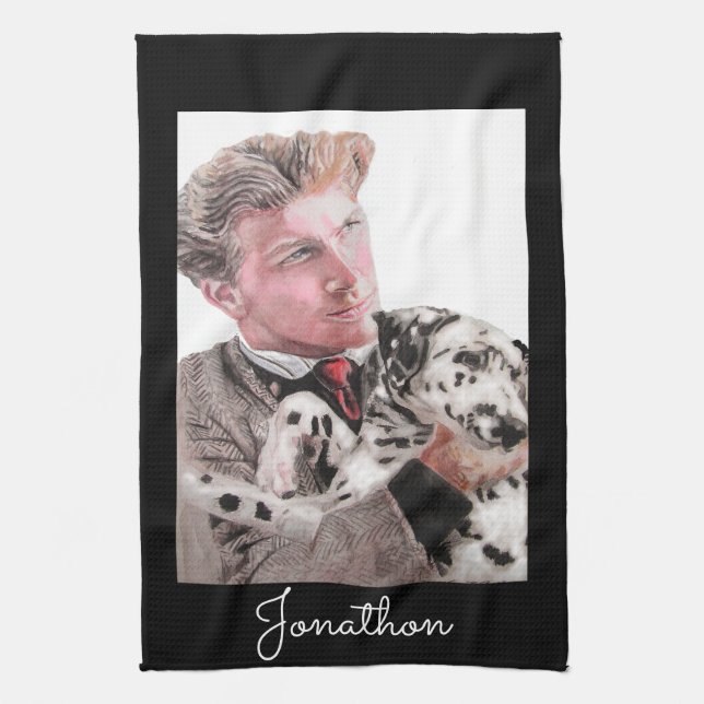 Dalmatian Dog Watercolor Dogs Pet Kitchen Towel (Vertical)