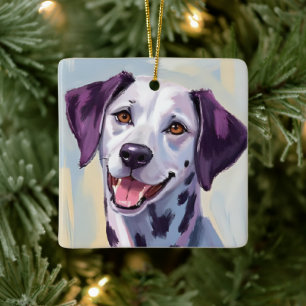Dalmatian   Dog Watercolor Pet Painting Ceramic Ornament