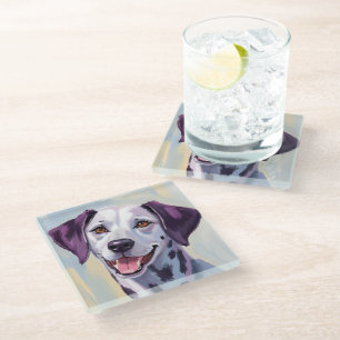 Dalmatian Dog Watercolor Pet Painting Glass Coaster