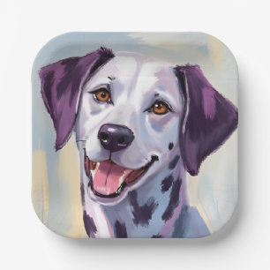 Dalmatian Dog Watercolor Pet Painting Paper Plate