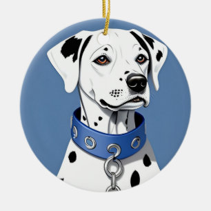 Dalmatian Dog Wearing a Blue Collar Ceramic Tree Decoration
