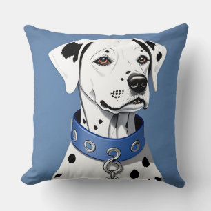 Dalmatian Dog Wearing a Blue Collar Cushion
