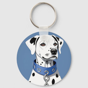 Dalmatian Dog Wearing a Blue Collar Key Ring