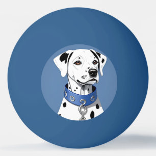 Dalmatian Dog Wearing a Blue Collar Ping Pong Ball