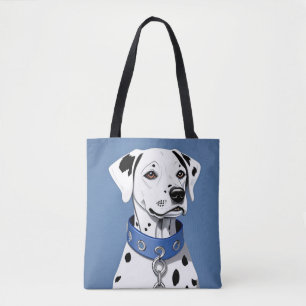 Dalmatian Dog Wearing a Blue Collar Tote Bag
