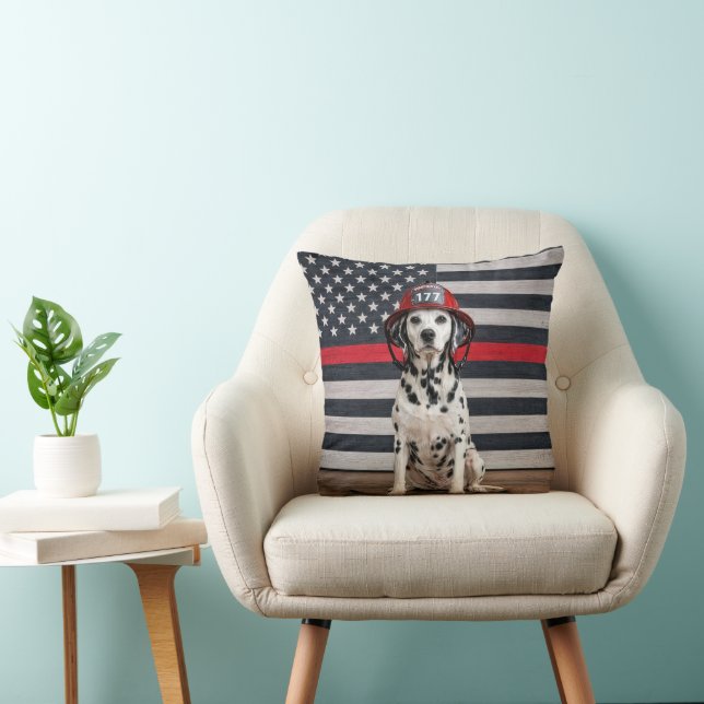 Dalmatian Dog Wearing a Fireman Helmet Cushion (Chair)