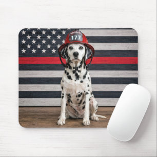 Dalmatian Dog Wearing a Fireman Helmet Mouse Mat