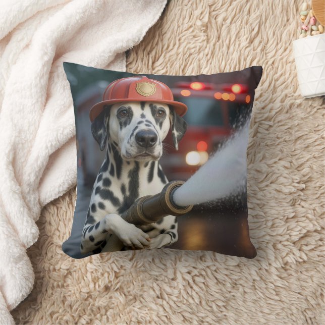 Dalmatian Dog With a Fire Hose Cushion (Blanket)