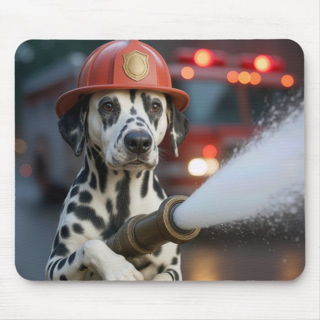 Dalmatian Dog With a Fire Hose Mouse Mat (Front)