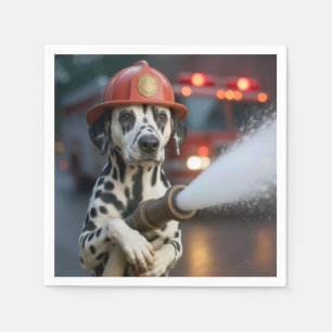 Dalmatian Dog With a Fire Hose Napkin