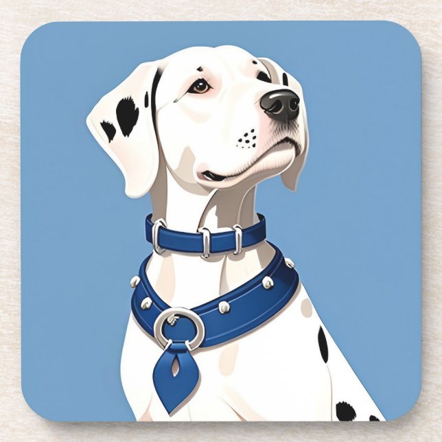 Dalmatian Dog With Blue Collar Coaster (Front)