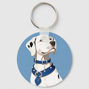 Dalmatian Dog With Blue Collar Key Ring
