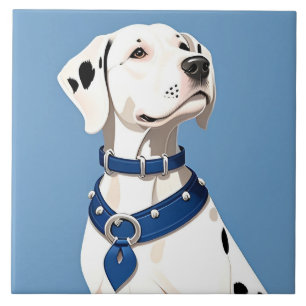 Dalmatian Dog With Blue Collar Tile