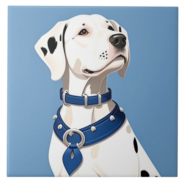 Dalmatian Dog With Blue Collar Tile (Front)