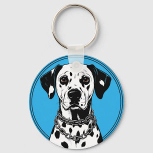Dalmatian Dog With Chain Collar Key Ring