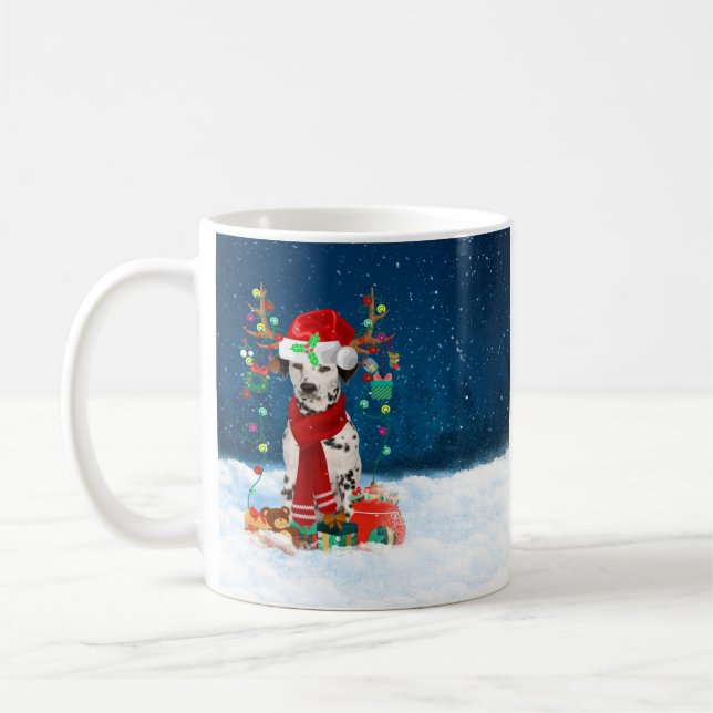 Dalmatian dog with Christmas gifts  Coffee Mug (Left)