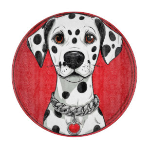Dalmatian Dog with Red Heart Collar Cutting Board