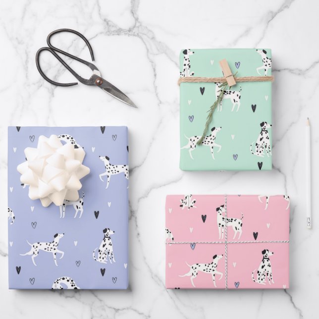 Dalmatian Dog Wrapping Paper  Set of 3 (Front)