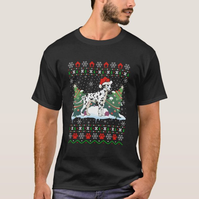 Dalmatian Dog Xmas Gift Ugly Dalmatian Christmas T-Shirt (Front)