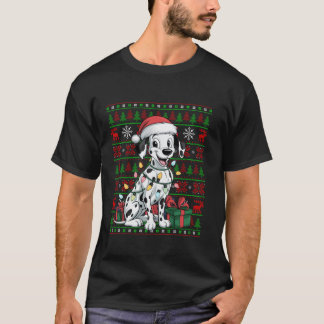 Dalmatian Dog Xmas Lights Ugly Santa Hat Dalmatian T-Shirt
