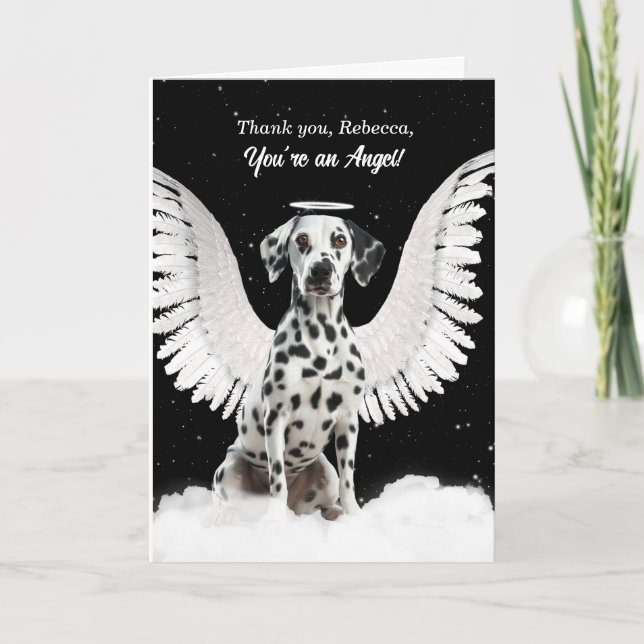 Dalmatian Dog You're an Angel with Custom Text Thank You Card (Front)