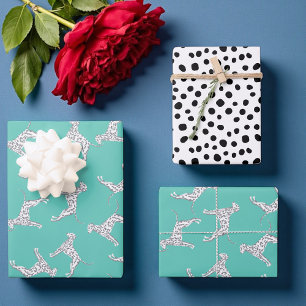 Dalmatian dogs blue wrapping paper sheet