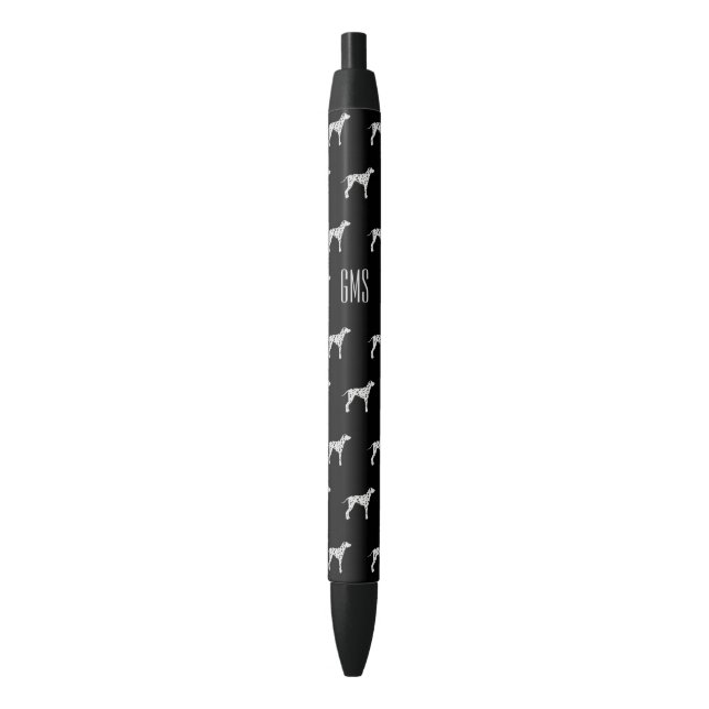 Dalmatian Dogs Pattern Monogrammed Black Ink Pen (Front Vertical)