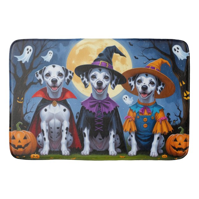 Dalmatian Dogs Pumpkin Halloween Funny Bath Mat (Front)