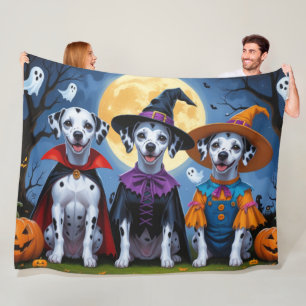 Dalmatian Dogs Pumpkin Halloween Funny Fleece Blanket
