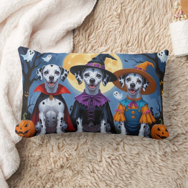 Dalmatian Dogs Pumpkin Halloween Funny Lumbar Cushion (Blanket)