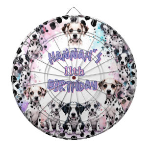 Dalmatian Dogs Purple Watercolor Birthday Party Dartboard